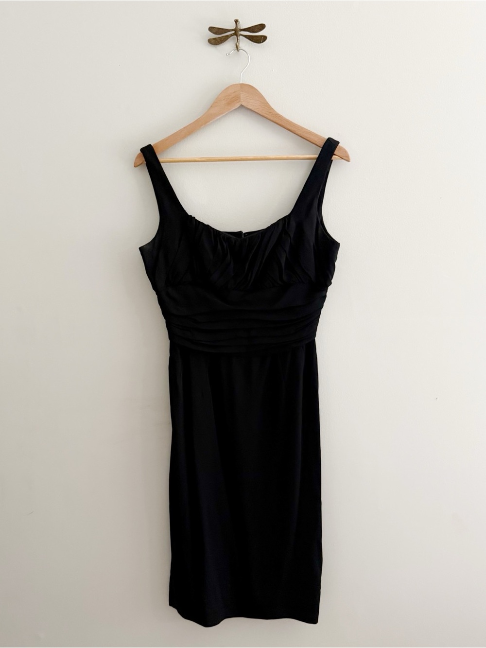 Gigi Young 1950s Classic Black Chiffon Sleeveless Cocktail Wiggle Dress